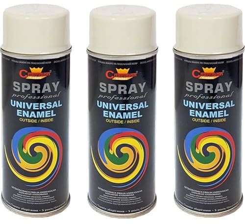 VE-INDUSTRIES Lot de 3 bombes de peinture selon RAL - 400 ml - Vernis coloré pour bois, métal (7035 gris clair)