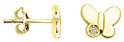 SOFIA MILANI - Damen Ohrringe 925 Silber - vergoldet/golden & mit Zirkonia Steinen - Schmetterling Ohrstecker - E1653