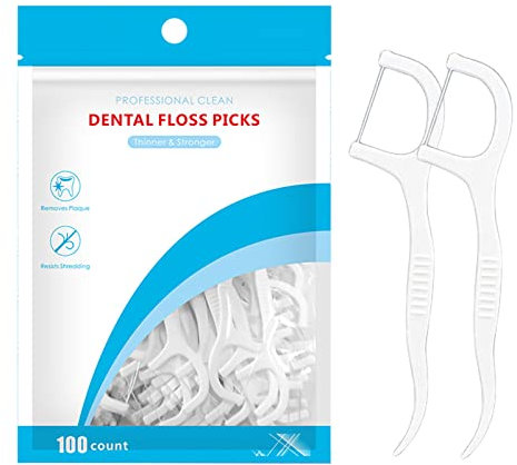 Kafeiya 100 Stück Zahnseide Sticks,Einweg Zahnseide Dental Floss Zahnpflege Zahnseide Zahnstocher Zahnreinigung,Für Zahnreinigung und Zahnpflege