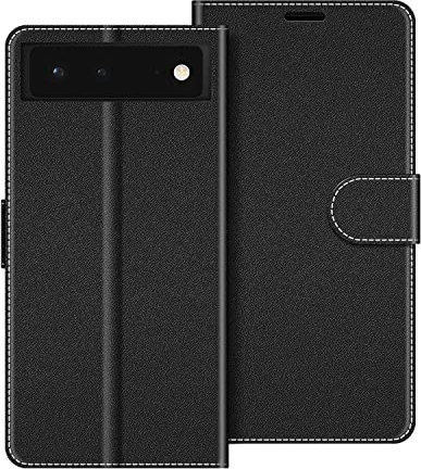 COODIO Handyhülle für Google Pixel 6 5G Handy Hülle, Google Pixel 6 5G Hülle Leder Handytasche für Google Pixel 6 5G Klapphülle Tasche, Schwarz