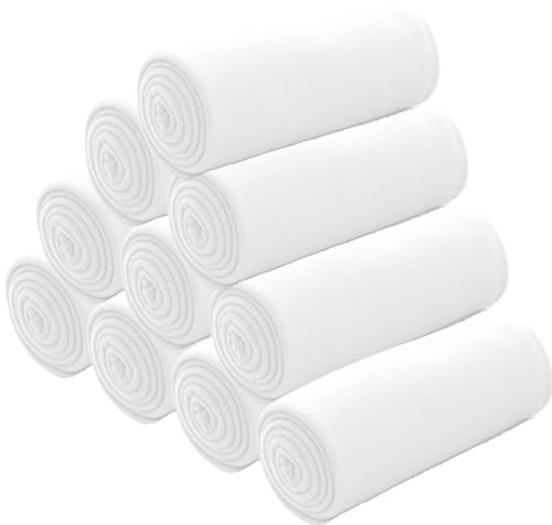 wometo 10er Vorteilspack Fleecedecke oekoTex 130x160 ca. 400g mit Anti-Pilling und Kettelrand weiß