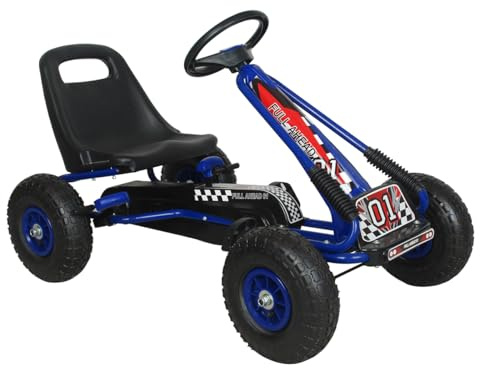 OutdoorToys A1 Pedal Ride On Go Kart with Adjustable Seat (Blue) | OutdoorToys | Pedal Go Kart with Adjustable Seat, Kid Powered Pedal Operation, Durable Steel Frame