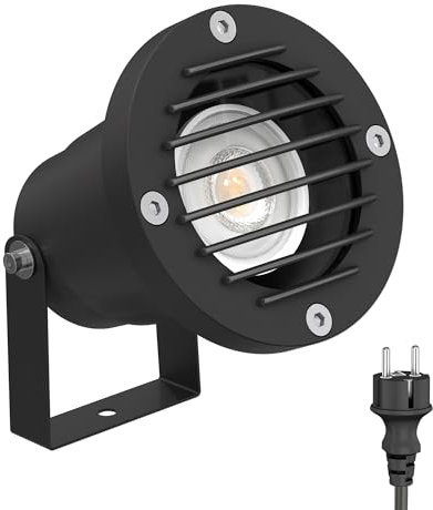 ledscom.de Foco LED de jardín DUK, rejilla, para exteriores, negro, IP65, incl. lámpara GU10 (blanco cálido, 7,6W, 1103lm, 33°)