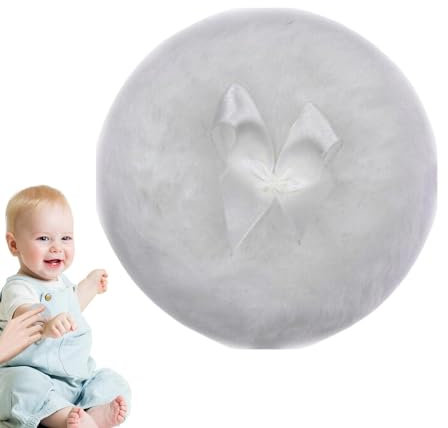 Tuxxjzm Houppette à poudre ronde pour le visage avec nœud en ruban, applicateur de poudre corporelle pour bébé, enfant et adulte, outil de maquillage pour la maison et les voyages