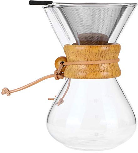 Ausla Pentola per caffè Americano con Filtro in Acciaio Inossidabile, Vetro Resistente Alle Alte Temperature (400ml)