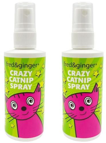 Fred & Ginger Spray de hierba gatera para gatos, 100 ml, spray de feromonas para entrenamiento y juguetes (1)