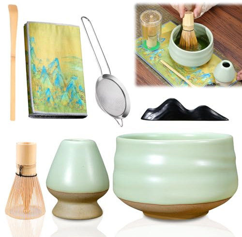 7 Piezas Juego De Té Matcha, Juego De Batidor De Matcha Con Cuenco De Té Matcha, Soporte Para Batidor, Batidor Matcha, Cucharaditas, Pala Colador, Juego De Matcha Kit De Matcha Batidor Te Matcha