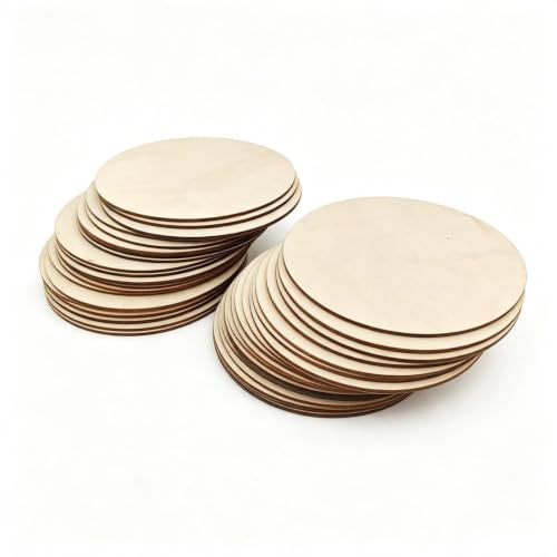 40 discos circulares de madera sin terminar para manualidades, rodajas de madera en blanco de 15 cm, recortes redondos de madera para pintura y decoración del hogar