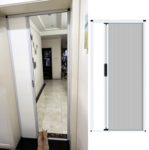 GLFNB Puertas Plegables Tipo acordeón sin taladrar/Puertas temporales a Medida, ahorradoras de Espacio, con Cerradura, para Cocina, baño (90 x 210 cm [35,4 x 82,7 Pulgadas])