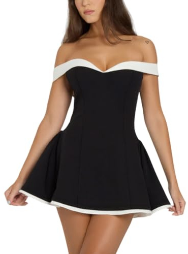 Gkaopi Robe Femme Sexy sans Bretelles Mini Robe Epaules Dénudée Moulante Robes Courte Été Dos Nu Chic et Elegant Moulante Bodycon Bandeau Robes de Soirée Cocktail Fête Clubbing Nuit Promo