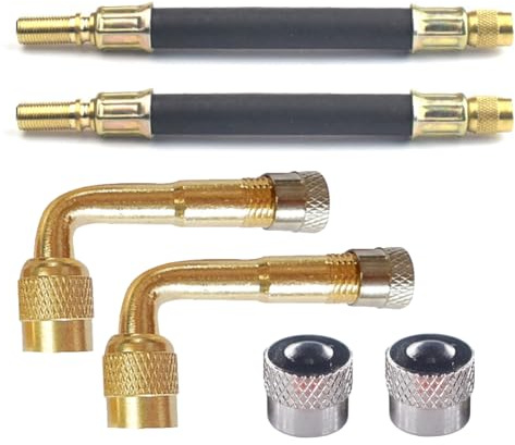 Prolunga della valvola, 6 Pezzi, Valvole di Estensione a 90 Gradi in Rame, Completo con Estensioni in Rame 180mm, Auto Valvola Pneumatico Estensione Valvola ad Angolo, per Auto, Moto, Bici