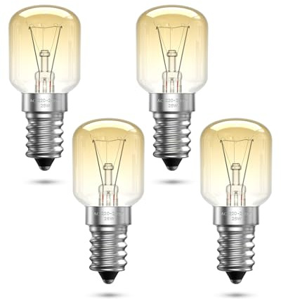 Bonlux Ampoule pour Four E14 26W, Dimmable Blanc Chaud 2700K T25 Ampoule Frigo, Résistant à 300 Degrés, E14 Ampoules pour Hotte Aspirante, Micro-ondes, Lampe de Sel, Réfrigérateurs (4Pcs)