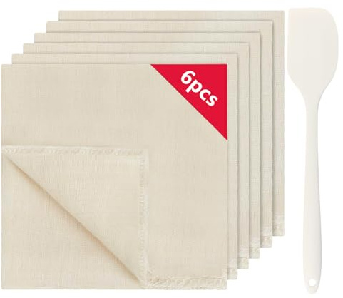 YINKIGI Cheese Cloths for Straining 6Pcs, 50x50cm Muslin Cloth with Spatula