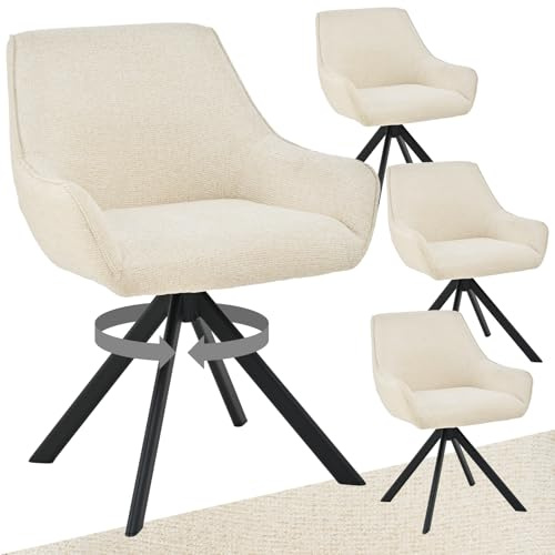 Goeurvant - Set di 4 sedie per sala da pranzo girevoli con braccioli – Poltrona imbottita in ciniglia moderna, girevole 360°, con struttura in metallo e schienale per sala da pranzo, soggiorno
