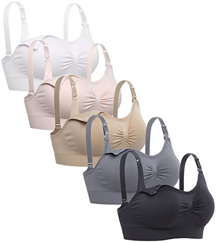 Lataly Womens Sleeping Nursing Bra Wirefree Breastfeeding Maternity Bralette Pack of 5, Pack of 5, S
