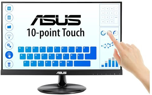 ASUS VT229H Monitor Táctil de 21 | 60 Hz, FHD (1920x1080), IPS, Ángulos de visión de 178°, Sin Marco, No Webcam, No Ajustable en Altura, Luz Azul de Baja Intensidad, HDMI, dureza 7H, Negro