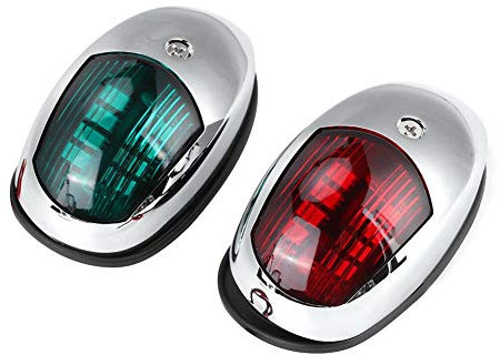 Aramox Navigation Light 1 Pair 12V LED Marine Waterproof Navigation Light Green Starboards Red Port Lamp Side Mount for 20m Boat Maximum Navigation Warning Light