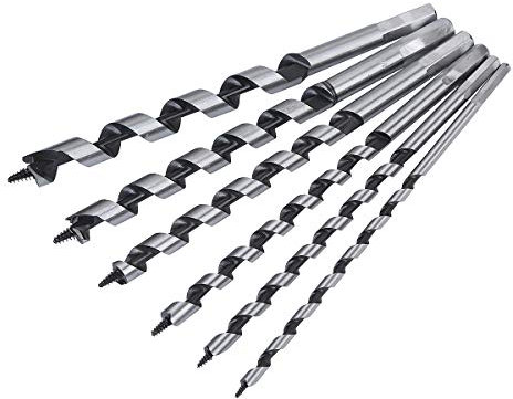 TOPWAY Auger Bits Set 6PCs, 6-16mm Hex Shank 230mm Long Carbon Steel Wood Spiral Twist Drill Bit for Woodworking Metal Plastic Hole Drilling 130230