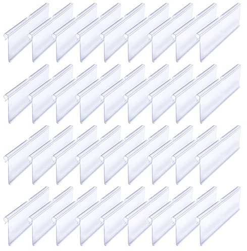 36 Stück Etikettenhalter Transparent Premium PVC Etikettenhalter Kunststoff Preisschilder Halter Label Regal Zeichen Display Halter Rgal Etikettenhalter für Draht-Regale Shop Supermärkten (10*4.2cm)