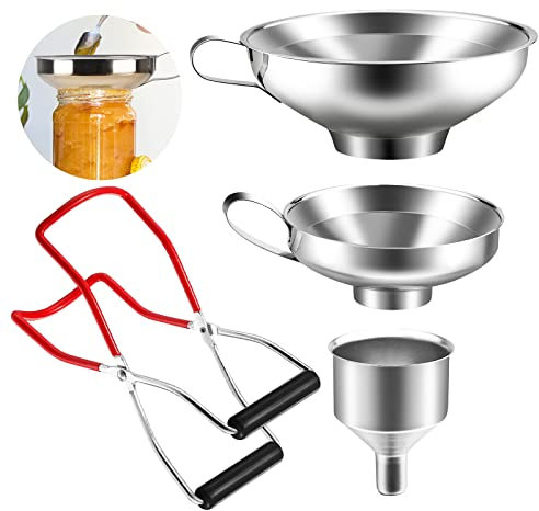 iYinJuan 4 Stück Trichter Set, Küchentrichter, Trichter Edelstahl, Marmeladentrichter, Einfülltrichter mit Griff, Trichter für die Übertragung von Gewürzen Flüssigen Zutaten Pulver Bohnen Konfitüre
