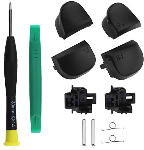 SG Store Ensemble de 12 Kits de Réparation de Boutons de Déclenchement L1 R1 L2 R2 Compatible avec PS5 V1 Boutons d'épaule du Contrôleur avec Ressorts et Cadres de déclenchement Arbre Tournevis