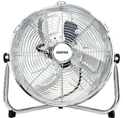 GEEPAS 12 Inch Floor Fan, Floor Standing Cooling Fan with 3 Speed, Tilt Function - Chrome Gym, Electric Portable Cooling Fan, 3 Blades for Powerful Air Circulation Ideal for Home, Garage, Office