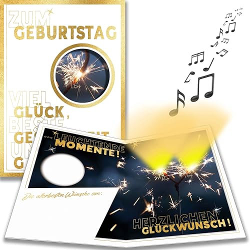 bentino MUSIK Geburtstagskarte LEUCHTENDE Wunderkerze, romantische Glückwunschkarte mit LICHT zum Geburtstag, stimmungsvolle Grusskarte die in Erinnerung bleibt