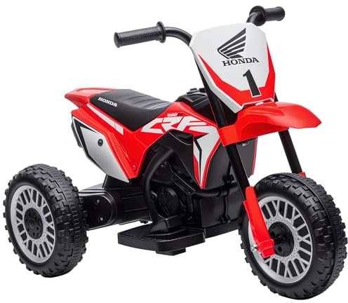 HOMCOM Moto Cross Électrique pour Enfant Licence Honda CRF450RL 6V Rouge | Moto Électrique Enfants avec Effets Sonores, 3 Roues, Vitesse 3 km/h, pour 18-36 Mois