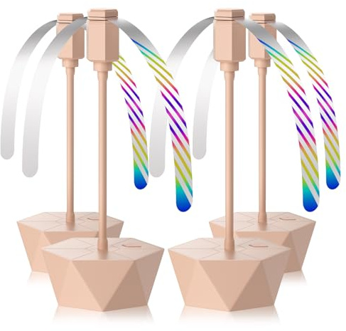Portable Battery Powered Fly Fans for Tables Up to 15 Hours Working Time, 4-Pack Indoor Outdoor Food Fan with Flexible Goose-Neck Blades for Home Restaurant Party Picnic Patio BBQ, Lotus Pink