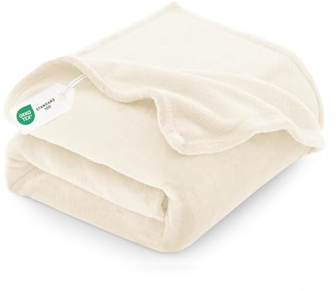 CozyLux Kuscheldecke Flauschig Decke 230x270 - Flanell Kuscheldecke Extra Groß, Weiche Sofa Decke, Warme Fleecedecke Wohndecke für 4 Jahreszeiten, Leicht Sofa Überwurf, King Blanket 230x270 cm, Creme