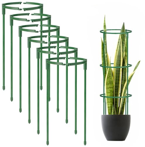 12Pcs Plant Support Plant Stake Half Round Plant Support Ring Garden Flower Support Plant Support Stakes for Tomato, Hydrangea, Indoor Plants (12PACK 5.9 Wide X5.9 high（14.5x15cm）)
