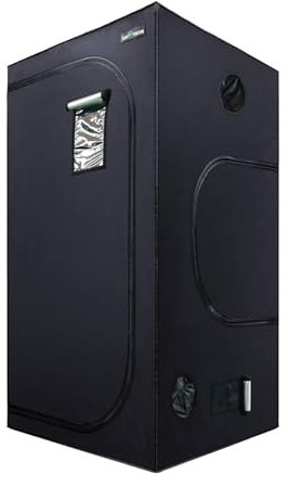 SunStream Tente de Culture Hydroponique, Fermeture Zippée, Film Aluminium Réfléchissant, Fenêtre d'Observation, Double Aération, Support Solide Box Culture Indoor Chambre de Culture 90x90x200 cm