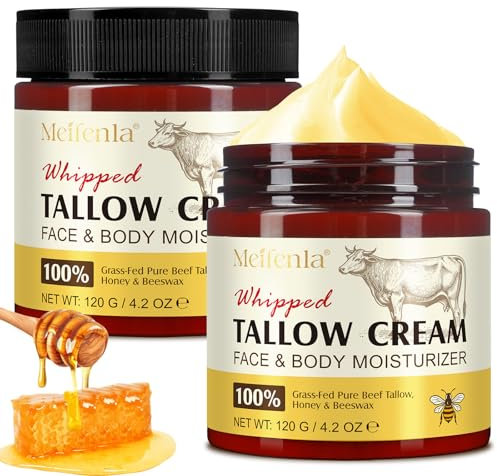 Balsamo per il Viso al Sego e al Miele, 100% Naturale Nutrito con Erba Sego di Manzo, Idratante di, Beef Tallow Face Cream, Beef Tallow Skincare, Riduce le linee Sottili,Riparare Tutti i Tipi di Pelle