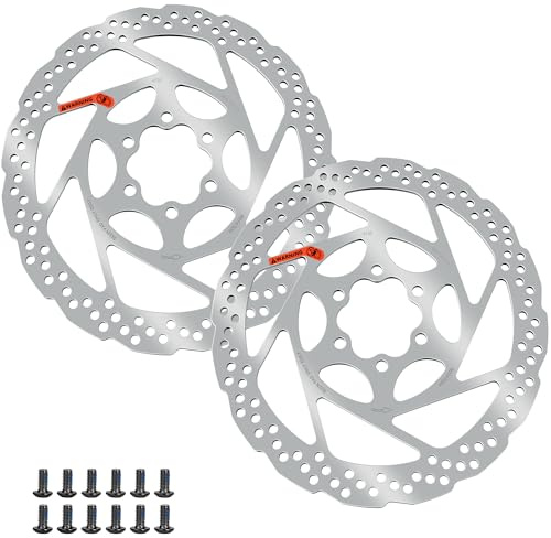 DYISLAND 2Pcs 140mm 160mm 180mm Bike Disc Brake Rotor with 12 Bolts, Bicycle Brakes Rotors, Vacuum Coating Technology, Center Hole Distance 44mm, for MTB Mountain Road Bikes BMX (2pcs, 160mm)