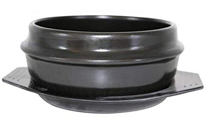 Tazón de piedra coreano olla de cerámica chisporroteante olla caliente para bibimbap y sopa cocina coreana negro 2,32 litros