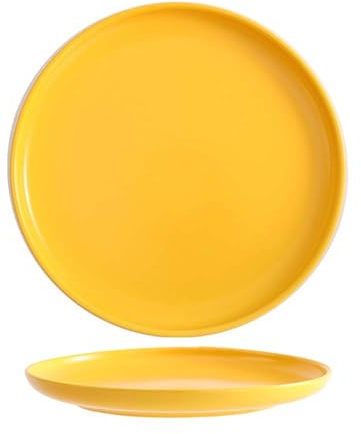AIYoo 2 Pack Porcelain Dinner Plates,8 inch Dessert Salad Plates Ceramic Kitchen Plates,Food Serving Dishes Set,Round Plates for Pasta,Snack,Fruit,Yellow