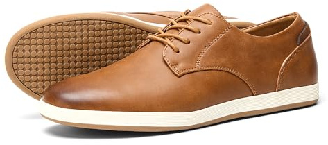 Harssidanzar Uomini Moda Sneakers Casual Oxford Scarpe Business Formale Derby Sneakers KM309EU,Cammello,Dimensione 43