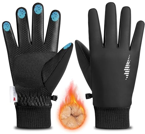 SIMARI Winterhandschuhe Herren Damen Thermo wasserdichte Warme Touchscreen Fahrradhandschuhe Snowboard Ski Outdoor Anti-Rutsch Winddicht Laufen Wandern Plüsch Winter SMRG108(Grauschwarz XL)