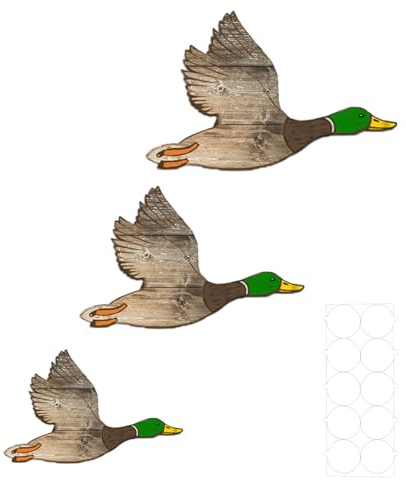 Decoración de pared de caza de patos, 3 piezas, patos voladores de madera, letreros rústicos de granja, estética natural para dormitorio, aula, guardería, sala de estar, decoraciones colgantes.