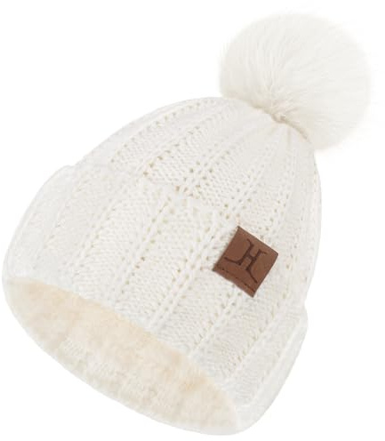 ZASFOU Donna Cappello Invernale Caldo Maglia a Trecce Berretto Pompon Morbido Cappelli Pile Foderati Regalo per Donna