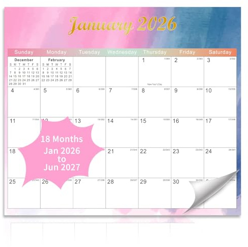 2026 Magnetic Fridge Calendar 18 Monthly Magnetic Calendar for Refrigerator Planner Runs from January 2026 Until June 2027 Easy Organizing Markers Tearable (Colorful)