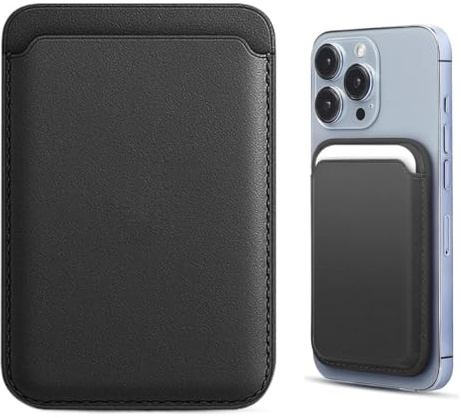 GNALIA Cartera Mag safe Negra De Estándar Para Iphone, Con Anillos Magnéticos Y Almacenamiento Para 2 Tarjetas, Protección Rfi