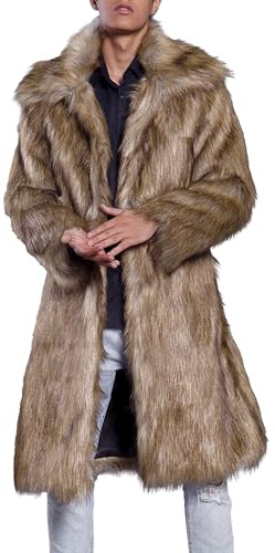 Faux Fur Coat Herr Faux Fur Coat Lång Svart Jacka Långärmad Luxur Elegant Varm Päls Ytterkläder 2025 Trendig