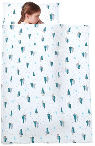 MACCHIO TAPO TODDLER con cuscino e coperta 49x20.5 pollici a pelo per bambini in cotone ultra morbido con tappetino a pista portatile per la scuola materna, asilo nido, asilo nido, viaggio
