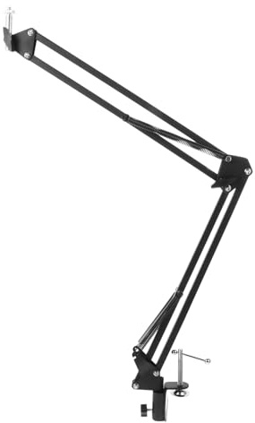TOGEVAL Soporte para Webcam Abrazadera Negra y Brazo Articulado Tipo Tijera Ajustable Tornillo 1/4 Plegable y Estable para Estudio Oficina y Transmisión