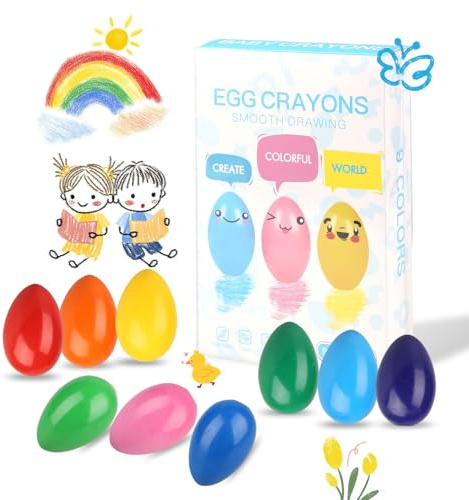 VoltCozy 9 Colours Egg Crayons Colours Chunky Crayons for Toddlers Easy Grip Jumbo Crayon Paint Sticks Washable Non Toxic Wax Toddler Crayon for 1-3 Art Set for Colouring & Drawing