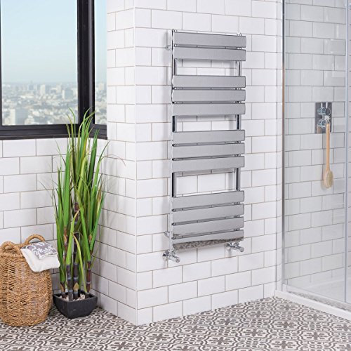 Warmehaus Designer Bathroom Flat Heated Warming Towel Rail Radiator Ladder Rad - 1200 x 500 mm - Chrome