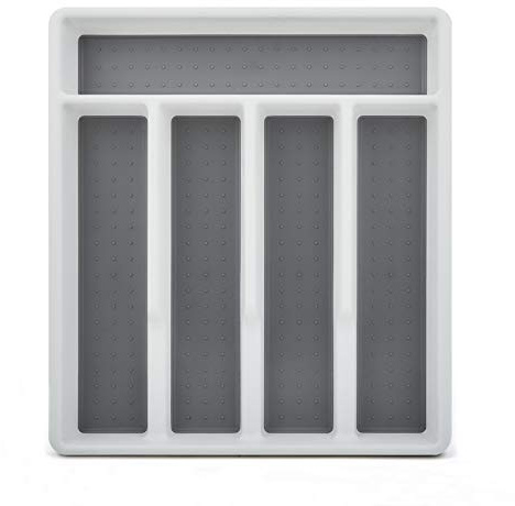 HaWare Silverware Tray for Drawer with Five Sections, Flatware Organizer/Cutlery Holder with Soft Grip Lining and Non-slip Rubber Feet, Multi-Purpose Storage for Kitchen, Office, Bathroom Supplies