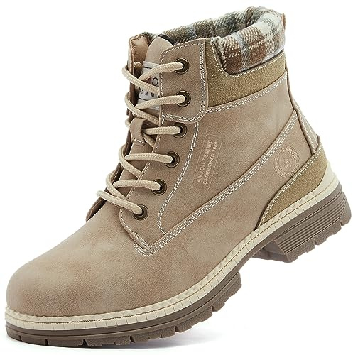 ANJOUFEMME Work Hiking Boots for Women Waterproof - Womens Outdoor Ankle Boots Lightweight Snow Winter Boots for Trekking Walking FNW19-BEIGE-G-6