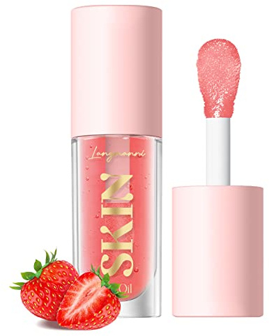 LANGMANNI Moisturizing Lip Oil,No-Sticky Lip Gloss Lip Balm Lip Care,Fruit Flavoured Lip Oil For Dry Lip's Moisturizing Hydrating And Nourishing (Strawberry), 5 millilitre